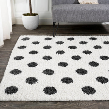 Pere Modern Charcoal Dot Shag Area Rug